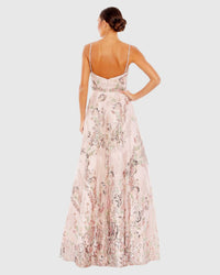 Embellished Spaghetti Strap A Line Gown - Pink