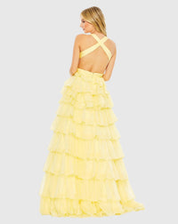 Chiffon layered cut-out ballgown - Lemon