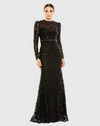 Mac Duggal, High neck embellished modest gown, Black #68011