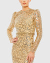 High neck embellished modest gown - Gold