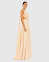 Grecian one shoulder open back dress - Nude