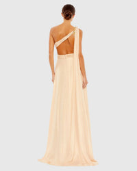 Grecian one shoulder open back dress - Nude