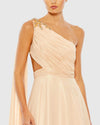 Grecian one shoulder open back dress - Nude