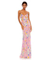 Mac Duggal Style #68067 Embellished lace strappy column gown - Pink