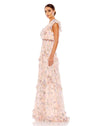 Mac Duggal Style #68090 Floral ruffle A-line cap sleeve dress - Pink side view