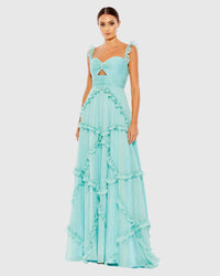 Mac Duggal #68093 Ruffle Tiered Sleeveless Flowy A Line Gown - Mint