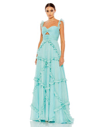 Mac Duggal #68093 Ruffle Tiered Sleeveless Flowy A Line Gown - Mint