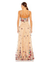 Embellished Floral Detail A Line Gown - Nude