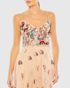 Embellished Floral Detail A Line Gown - Nude