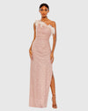 Mac Duggal, One shoulder gown with ostrich feathers, Rose #68139