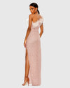 One shoulder gown with ostrich feathers - Rose