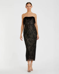 Embellished strapless column dress - Black