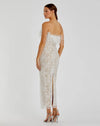 Embellished strapless column dress - White