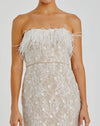 Embellished strapless column dress - White