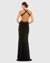 Floral sequin criss-cross bodice gown - Black