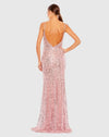 Embellished plunge neck sleeveless trumpet gown - Pink