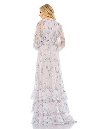 Long sleeve floral modest gown - Lilac