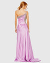 Ruched one shoulder side cutout embellished satin gown - Lilac