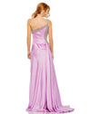 Style #68447 Designer: Mac Duggal RUCHED ONE SHOULDER SIDE CUTOUT EMBELLISHED SATIN GOWN back