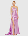 Mac Duggal, Ruched one shoulder side cutout embellished satin gown - Lilac #68447