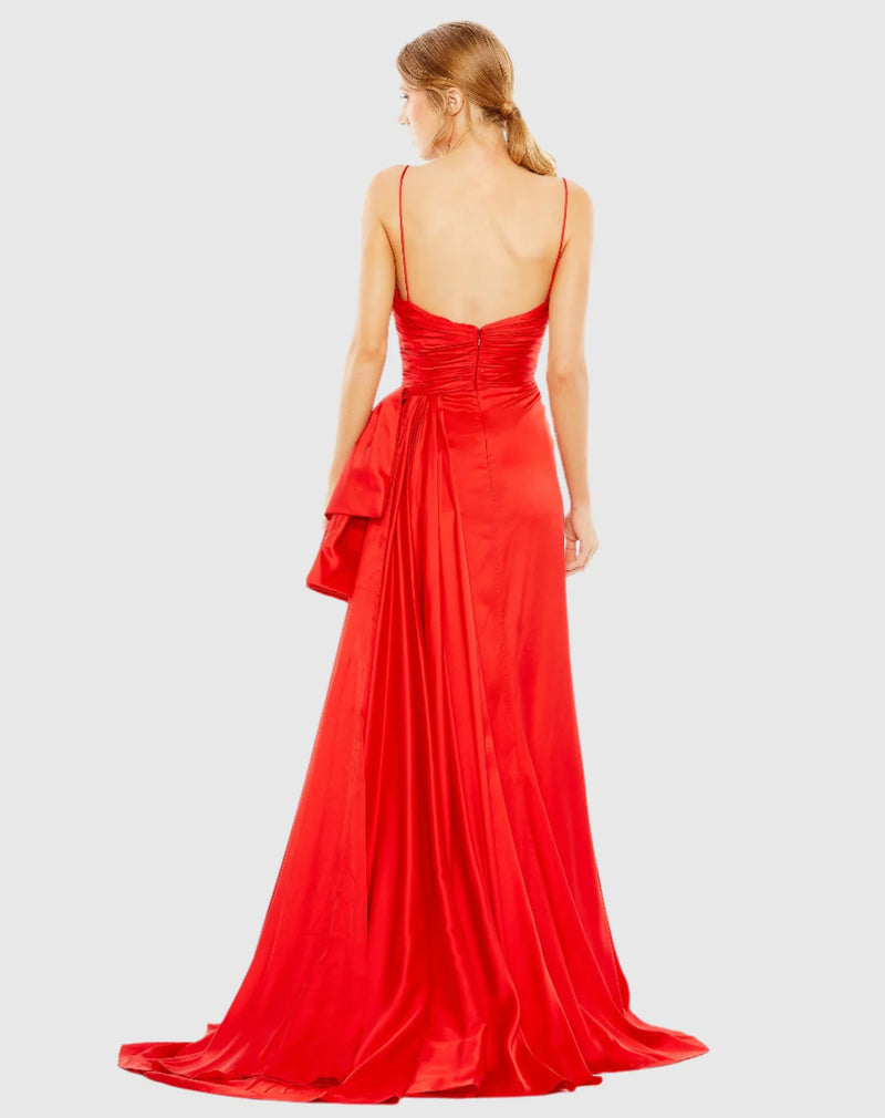 Cut-out bow detail gown - Red