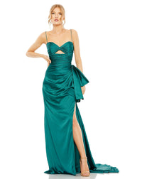 STRAPLESS CUT OUT SIDE BOW GOWN - mac duggal Style #68450 teal