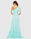 Tiered one shoulder ruched gown - Aqua