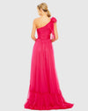 Tiered one shoulder ruched gown - Hot Pink