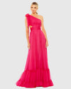 Mac Duggal  #68472 Tiered one shoulder ruched gown - Pink