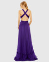 Halter keyhole cut out tiered gown - Purple