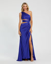 Mac Duggal Cut Out One Shoulder Satin Gown Cobalt Blue  #68485