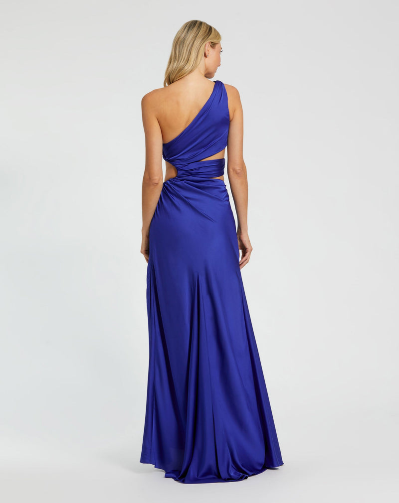 Cut-out one-shoulder satin gown - Magenta