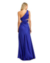 Cut-out one-shoulder satin gown - Cobalt