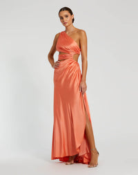 Cut-out one-shoulder satin gown - Magenta