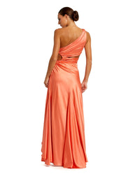 Cut-out one-shoulder satin gown - Cobalt