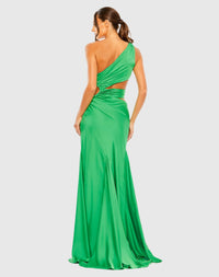 Cut-out one-shoulder satin gown - Magenta