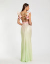 Charmeuse Ruffle Strap Crossover Ombre Gown - Pink