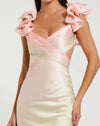 Charmeuse Ruffle Strap Crossover Ombre Gown - Pink