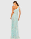 One shoulder side cut out embellished gown - Mint