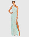 Mac Duggal Style #68507 One shoulder side cut out embellished gown - Mint 