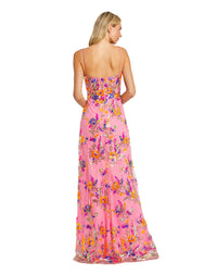 mac duggal, FLORAL SEQUIN LACE GOWN WITH SWEETHEART NECKLINE, pink, Style #68508 back view