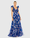 Mac Duggal, Blue Ditsy Floral Print Ballgown #68520