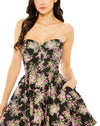 Strapless Brocade Mini Dress - Black