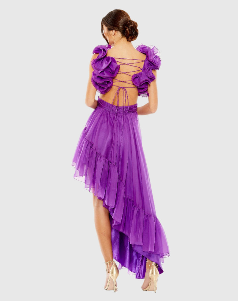 Ruffle Tiered Cut Out Gown - Orchid