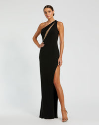 Mac Duggal, Asymmetric sheer panel cutout gown - Black #68690