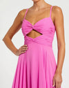 Pink Spaghetti Strap Chiffon Sweetheart High Low Gown - Candy Pink