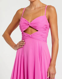 Pink Spaghetti Strap Chiffon Sweetheart High Low Gown - Candy Pink