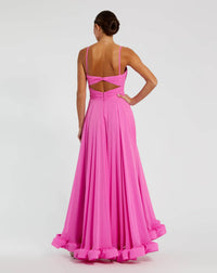 Pink Spaghetti Strap Chiffon Sweetheart High Low Gown - Candy Pink