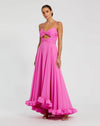 Mac Duggal Pink Spaghetti Strap Chiffon Sweetheart High Low Gown #68705