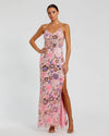 Mac Duggal, #68718 Embellished lace strappy column gown, Pink